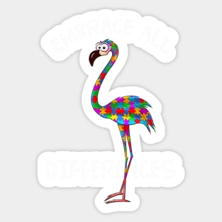 Embrace Differences Puzzle Flamingo Autism Awareness Sticker